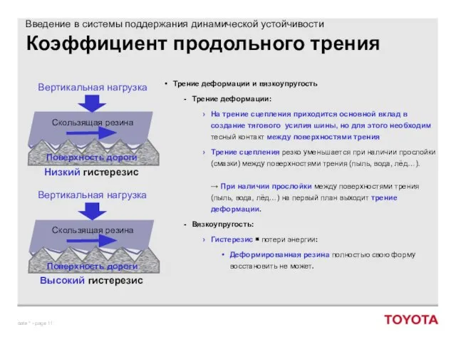 Коэффициент продольного трения Трение деформации и вязкоупругость Трение деформации: На трение