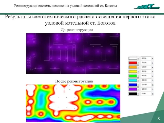 3 Результаты светотехнического расчета освещения первого этажа узловой котельной ст. Боготол