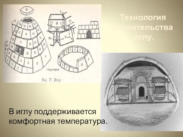 Технология строительства иглу. В иглу поддерживается комфортная температура.