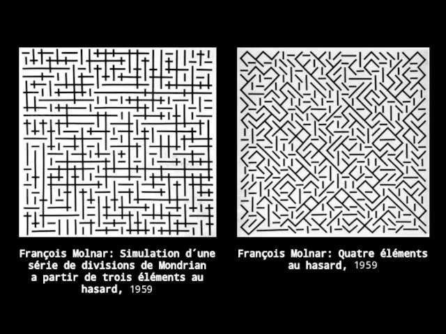 François Molnar: Simulation d´une série de divisions de Mondrian a partir