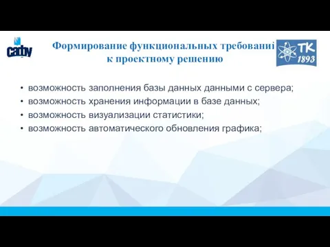 Формирование функциональных требований к проектному решению возможность заполнения базы данных данными