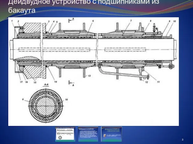 Дейдвудное устройство с подшипниками из бакаута