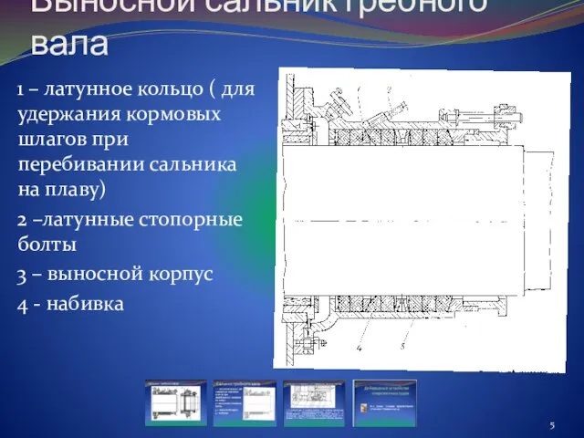 Выносной сальник гребного вала 1 – латунное кольцо ( для удержания