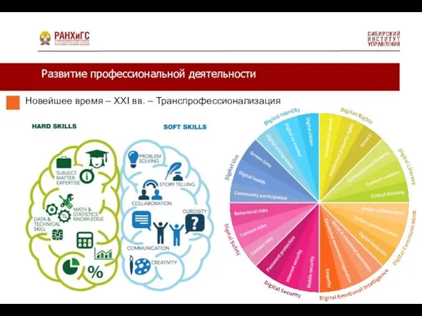 Развитие профессиональной деятельности Новейшее время – XXI вв. – Транспрофессионализация