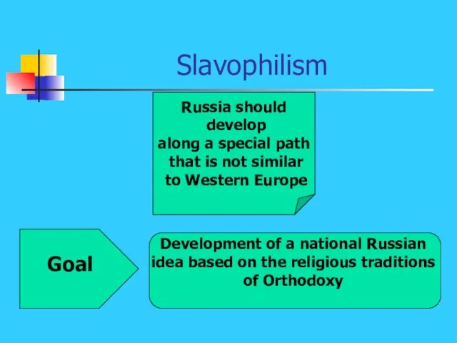 Slavophilism Russia should develop along a special path that is not