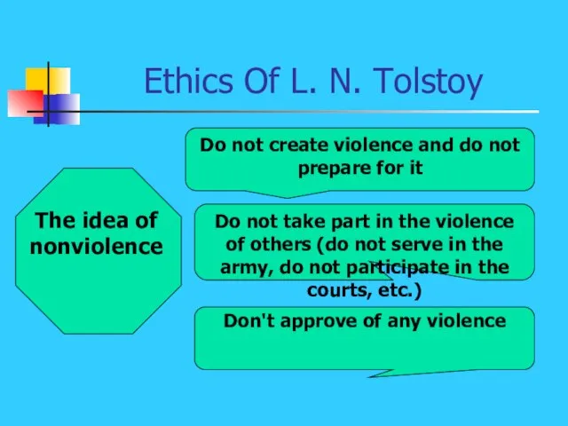 Ethics Of L. N. Tolstoy The idea of nonviolence Do not
