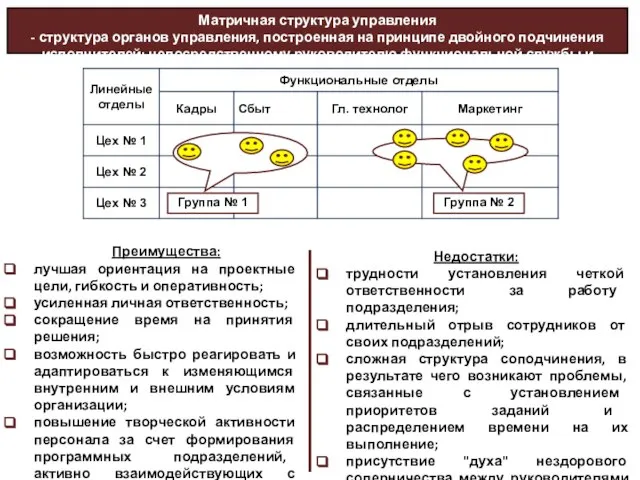 Матричная структура управления - структура органов управления, построенная на принципе двойного