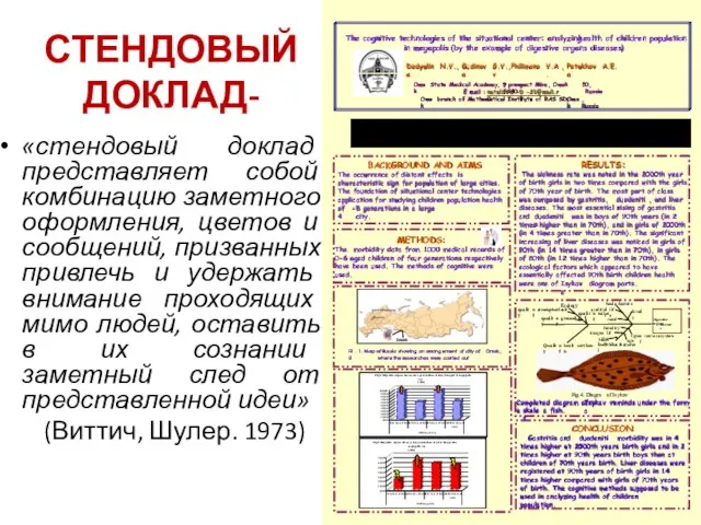 СТЕНДОВЫЙ ДОКЛАД- «стендовый доклад представляет собой комбинацию заметного оформления, цветов и