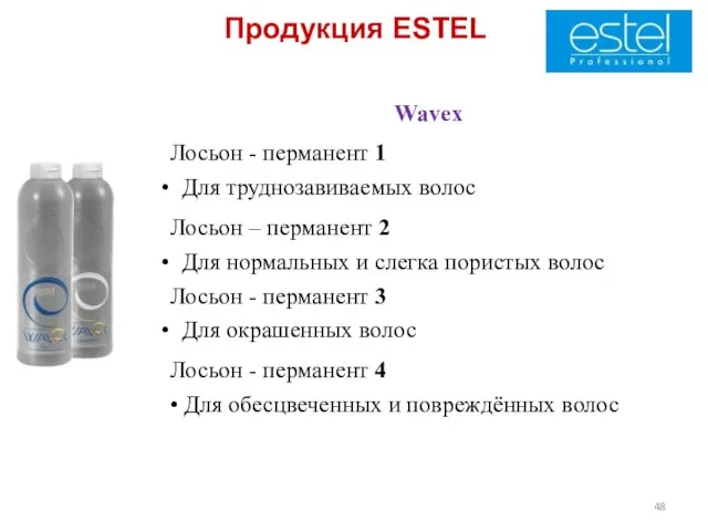 Продукция ESTEL Wavex Лосьон - перманент 1 Для труднозавиваемых волос Лосьон