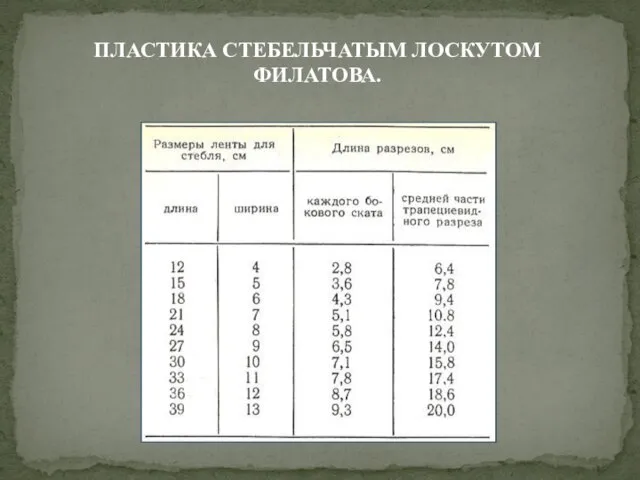 ПЛАСТИКА СТЕБЕЛЬЧАТЫМ ЛОСКУТОМ ФИЛАТОВА.