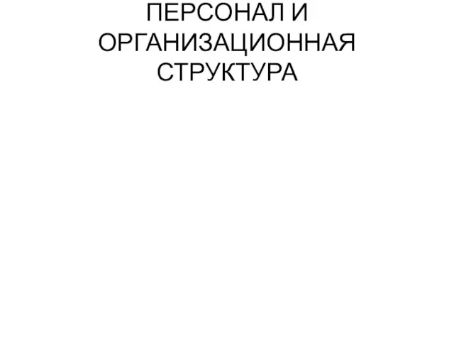 ПЕРСОНАЛ И ОРГАНИЗАЦИОННАЯ СТРУКТУРА