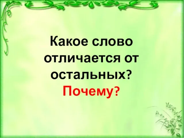 Какое слово отличается от остальных? Почему?