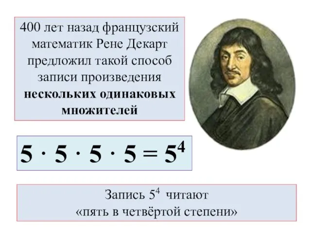 400 лет назад французский математик Рене Декарт предложил такой способ записи