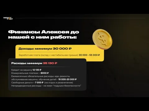 Финансы Алексея до нашей с ним работы: Доходы: минимум 30 000