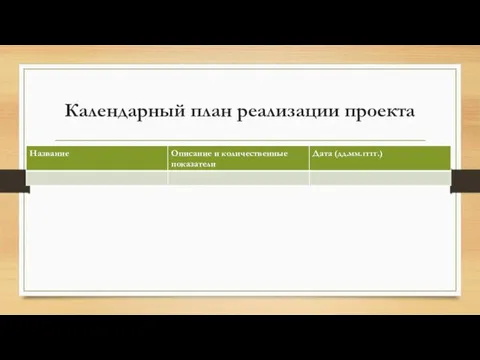 Календарный план реализации проекта