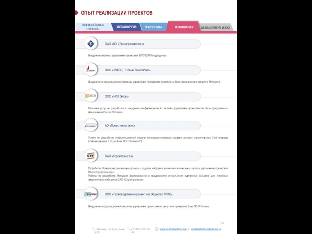 ОАО «ВО «Технопромэкспорт» Внедрение системы управления проектами EPC/ECPM-подрядчика. ООО «КВАРЦ −