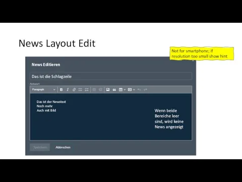 News Layout Edit News Editieren Das ist die Schlagzeile Das ist