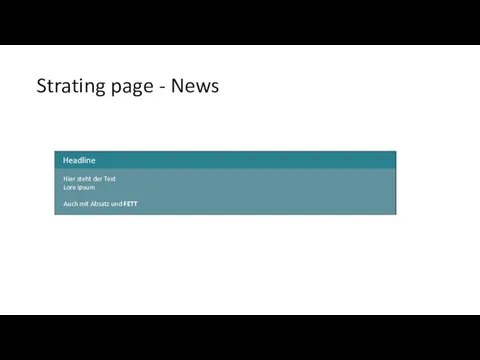 Strating page - News Headline Hier steht der Text Lore ipsum Auch mit Absatz und FETT