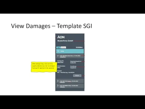 View Damages – Template SGI Only show tiles, click on tile