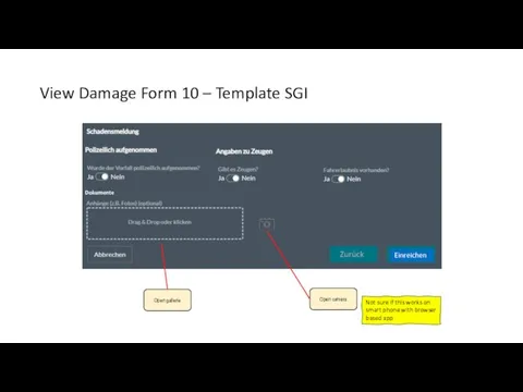 View Damage Form 10 – Template SGI Dokumente Open camera Open