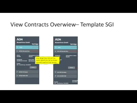 View Contracts Overwiew– Template SGI Only show tiles, click on tile