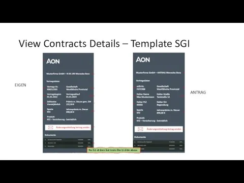 View Contracts Details – Template SGI EIGEN ANTRAG No list of