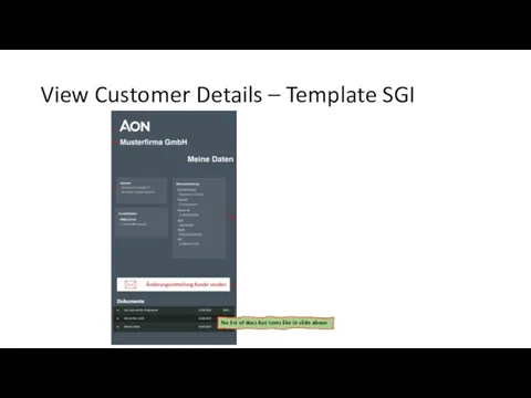View Customer Details – Template SGI No list of docs but icons like in slide above