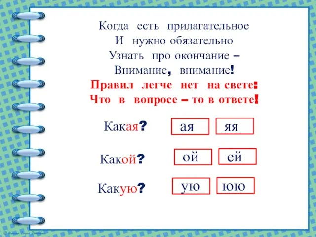 Когда есть прилагательное И нужно обязательно Узнать про окончание – Внимание,