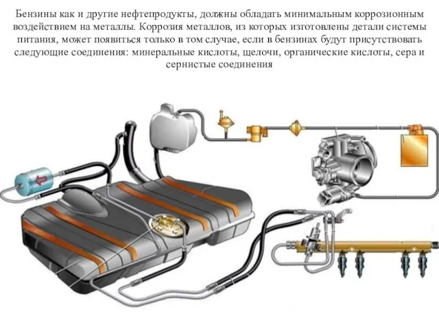 Бензины как и другие нефтепродукты, должны обладать минимальным коррозионным воздействием на