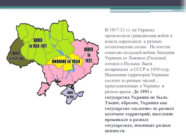 В 1917-21 г.г. на Украине происходила гражданская война и власть переходила