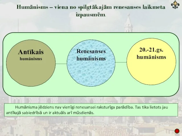 Humānisms – viena no spilgtākajām renesanses laikmeta izpausmēm. Antīkais humānisms Renesanses