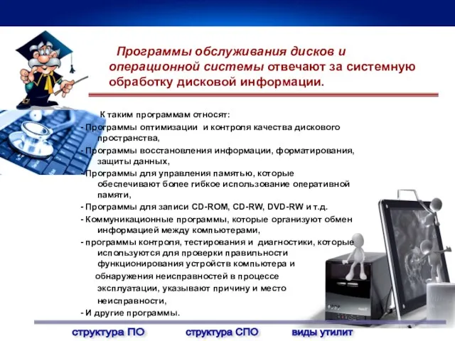 Программы обслуживания дисков и операционной системы отвечают за системную обработку дисковой