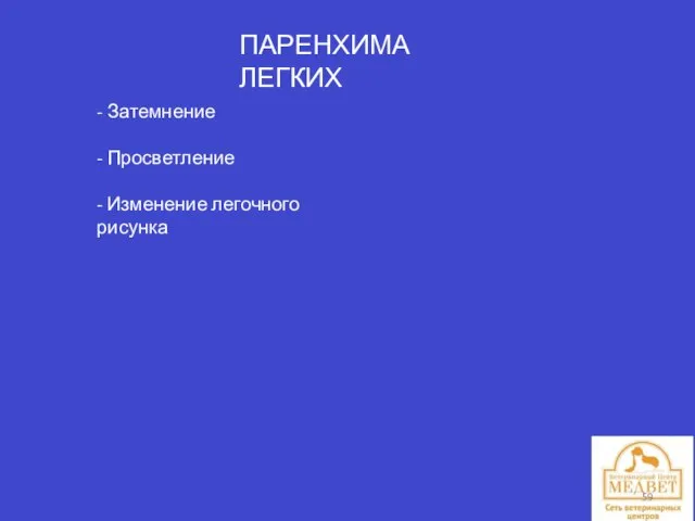 ПАРЕНХИМА ЛЕГКИХ - Затемнение - Просветление - Изменение легочного рисунка