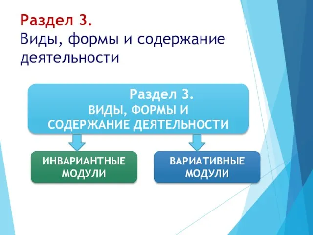 Раздел 3. Виды, формы и содержание деятельности Раздел 3. ВИДЫ, ФОРМЫ