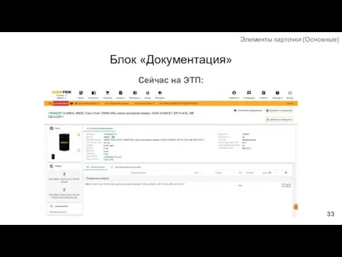 Блок «Документация» Элементы карточки (Основные) Сейчас на ЭТП: