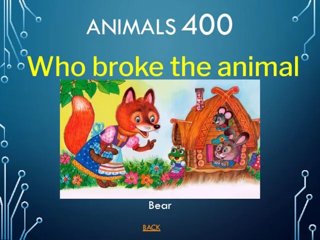BACK ANIMALS 400 Bear Who broke the animal house?