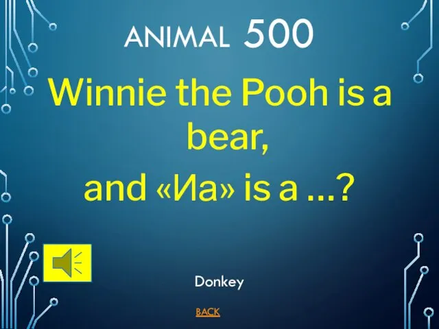 BACK ANIMAL 500 Donkey Winnie the Pooh is a bear, and «Иа» is a …?