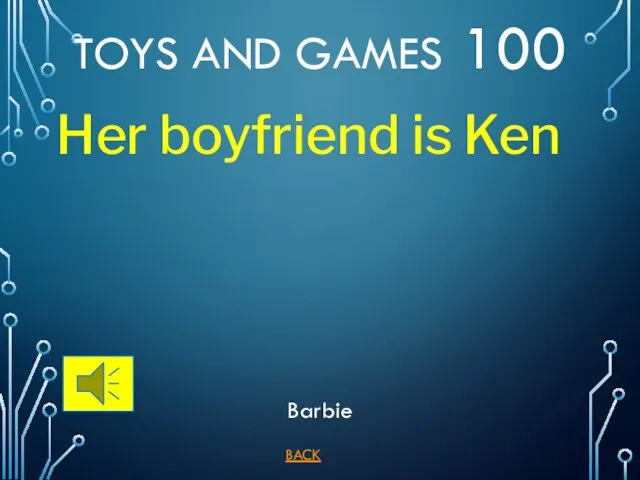 TOYS AND GAMES 100 BACK Barbie Her boyfriend is Ken