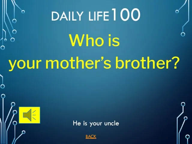 DAILY LIFE100 BACK He is your uncle Who is your mother’s brother?