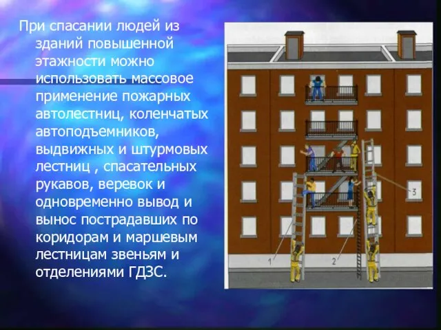 При спасании людей из зданий повышенной этажности можно использовать массовое применение