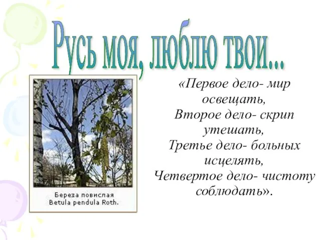 «Первое дело- мир освещать, Второе дело- скрип утешать, Третье дело- больных