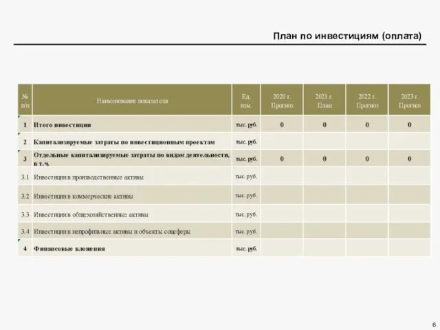 План по инвестициям (оплата)