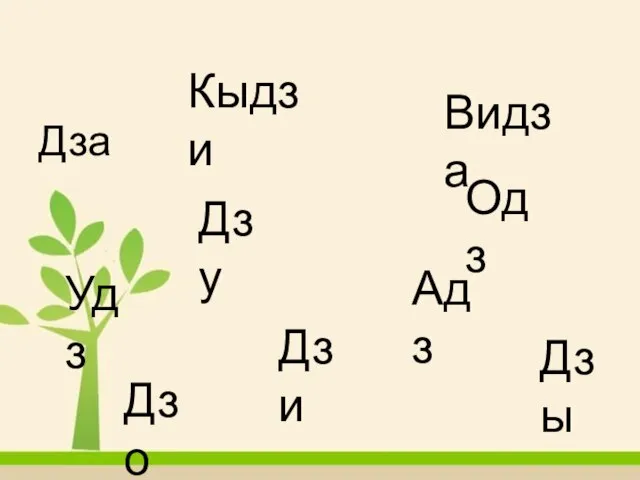 Дза Дзо Дзу Дзы Дзи Адз Одз Удз Видза Кыдзи