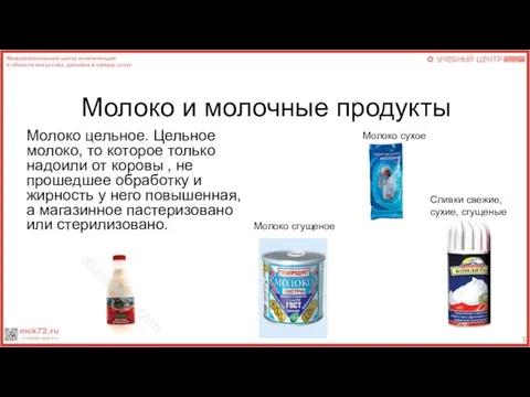 Молоко и молочные продукты Молоко цельное. Цельное молоко, то которое только