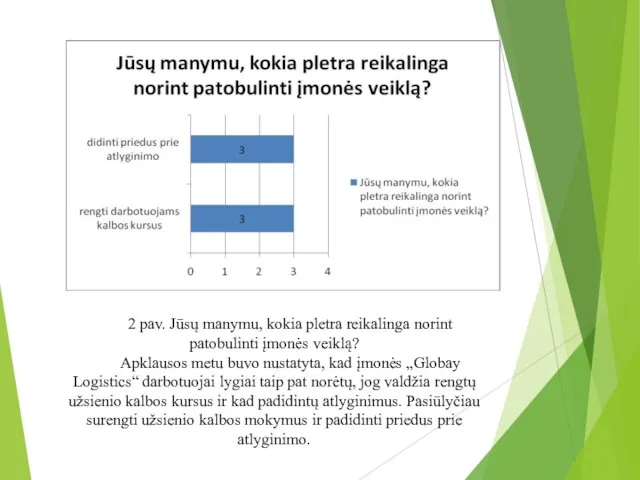 2 pav. Jūsų manymu, kokia pletra reikalinga norint patobulinti įmonės veiklą?