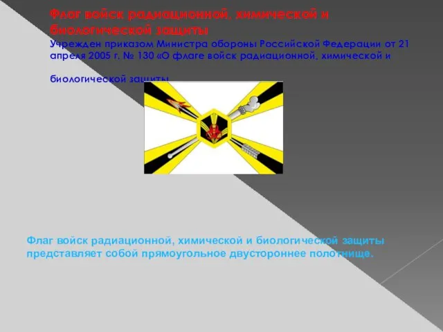 Флаг войск радиационной, химической и биологической защиты Учрежден приказом Министра обороны