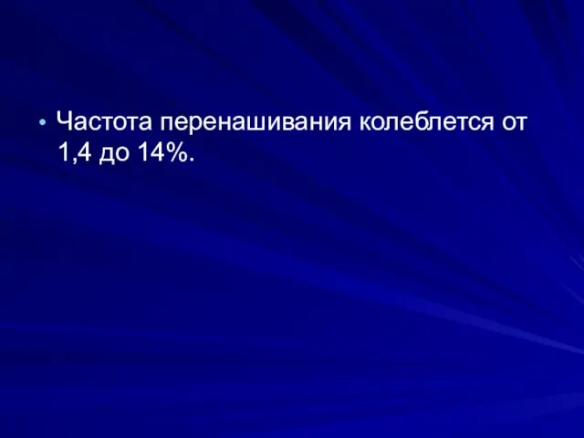 Частота перенашивания колеблется от 1,4 до 14%.