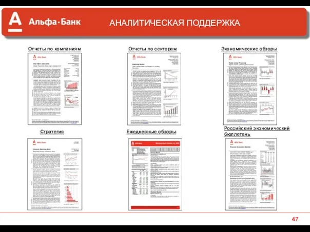 АНАЛИТИЧЕСКАЯ ПОДДЕРЖКА Отчеты по компаниям Отчеты по секторам Экономические обзоры Стратегия Ежедневные обзоры Российский экономический бюллетень