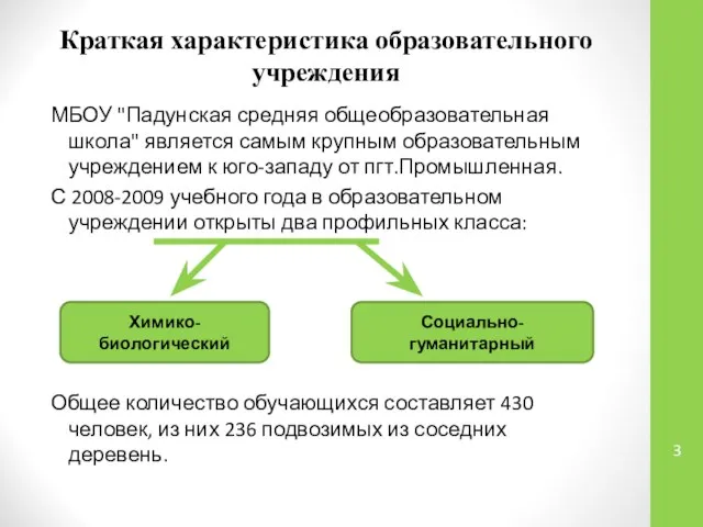 Краткая характеристика образовательного учреждения МБОУ "Падунская средняя общеобразовательная школа" является самым