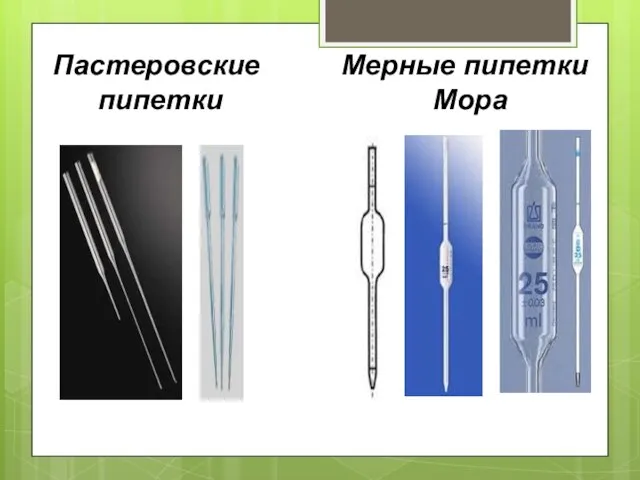 Мерные пипетки Мора Пастеровские пипетки